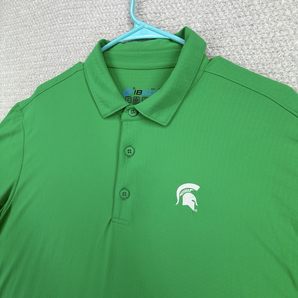 IBKUL Michigan State Spartans Polo Mens XL Green Golf UPF 50+ Performance MSU